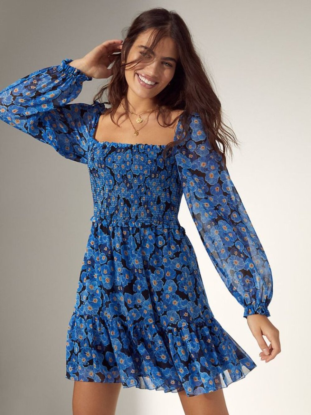 Aritzia Wilfred Blue Floral Tempest Dress